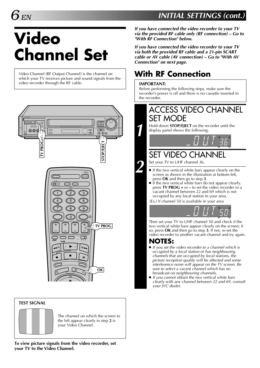 JVC HR-DD949EE specifications Video Channel Set, Access Video Channel SET Mode, SET Video Channel, EN Initial Settings 