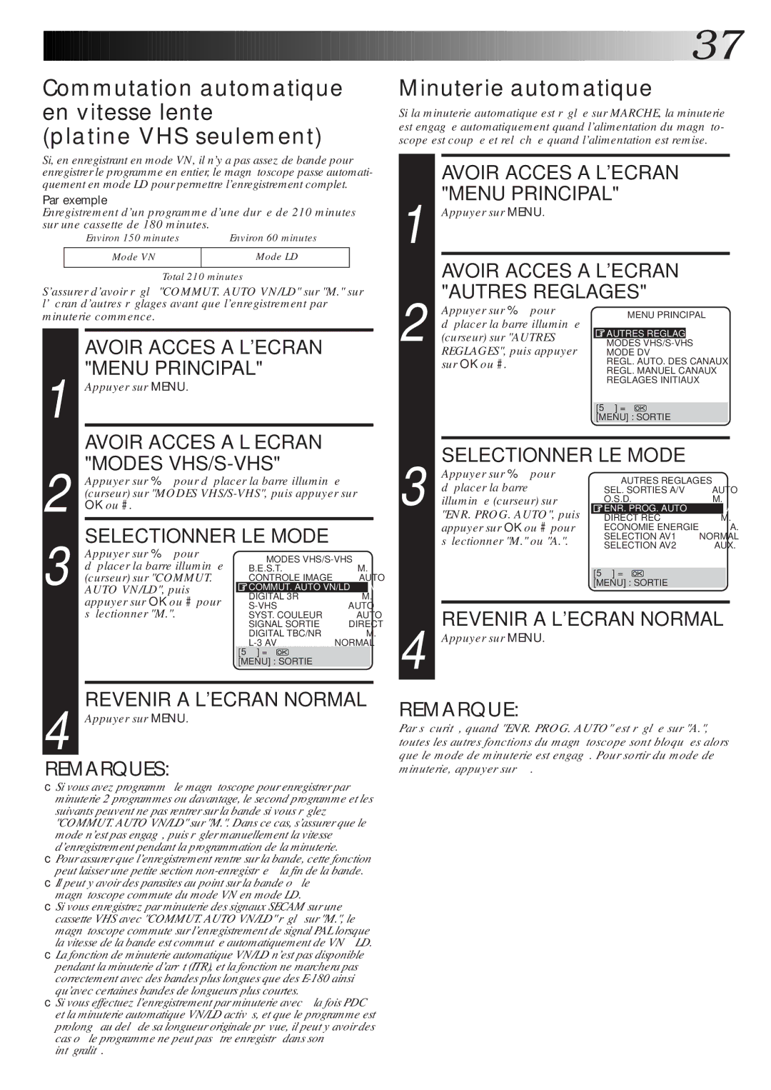 JVC HR-DVS1MS manual Minuterie automatique 