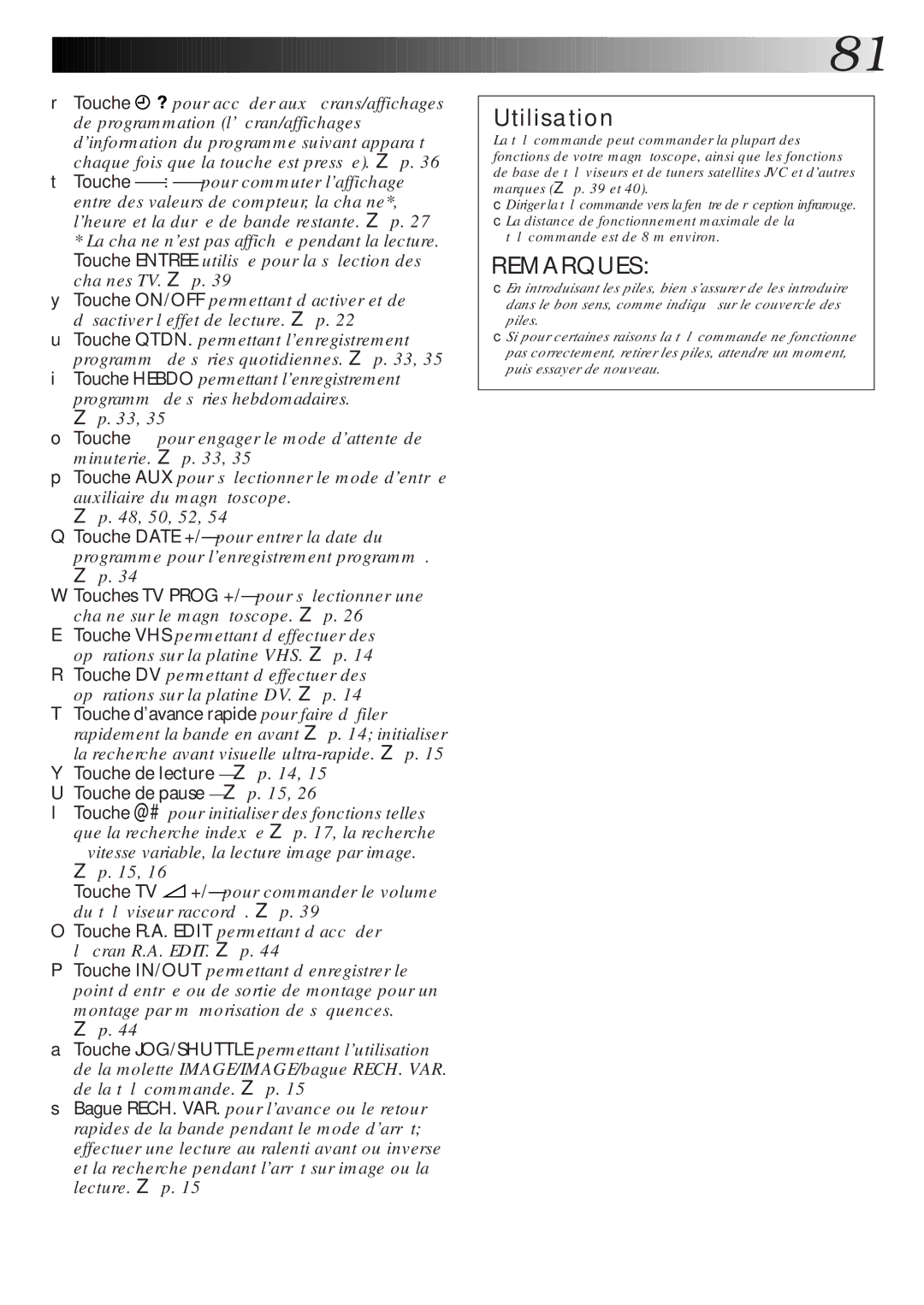 JVC HR-DVS1MS manual Utilisation 