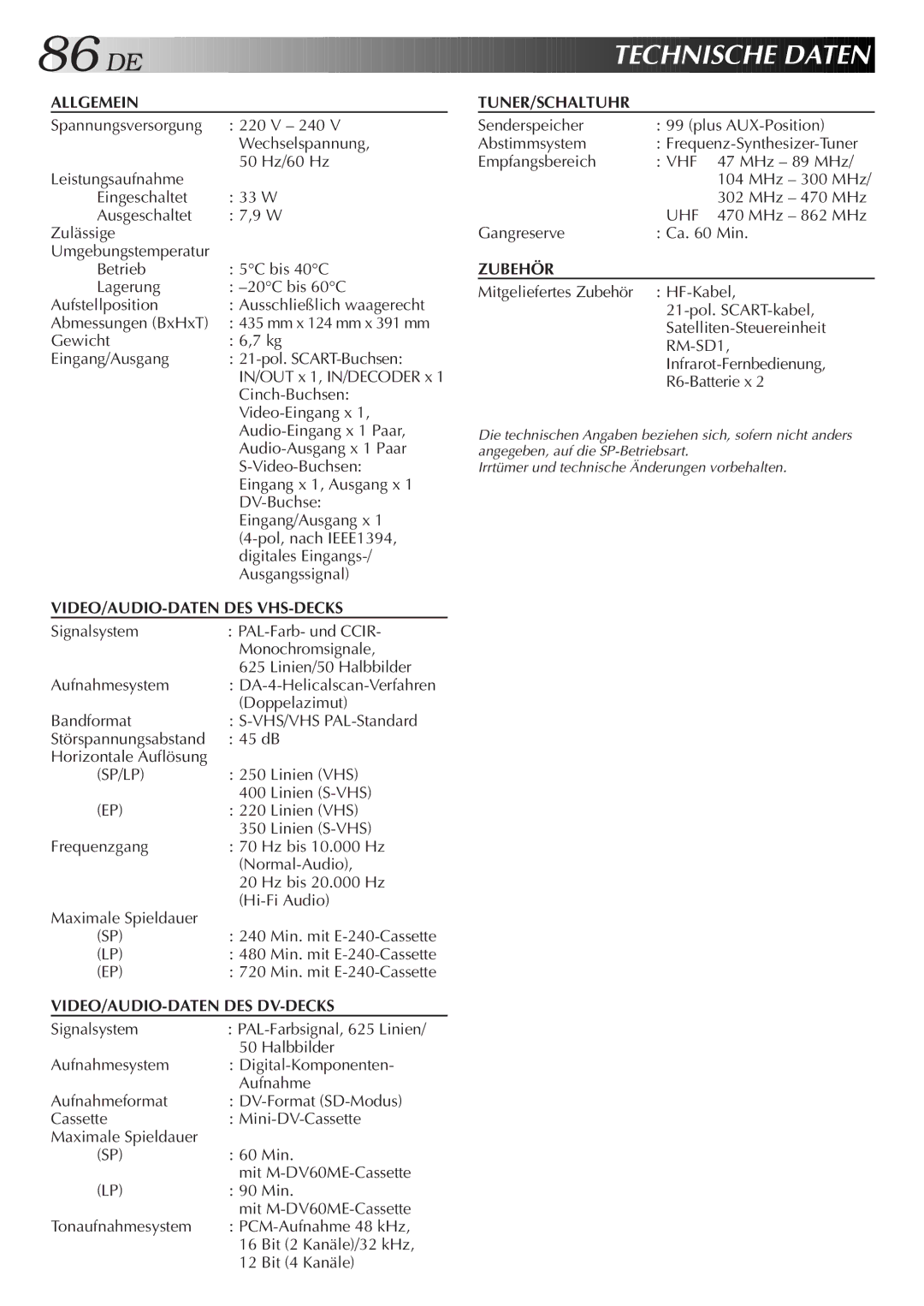 JVC HR-DVS2EU manual Mm x 124 mm x 391 mm, IN/OUT x 1, IN/DECODER x 