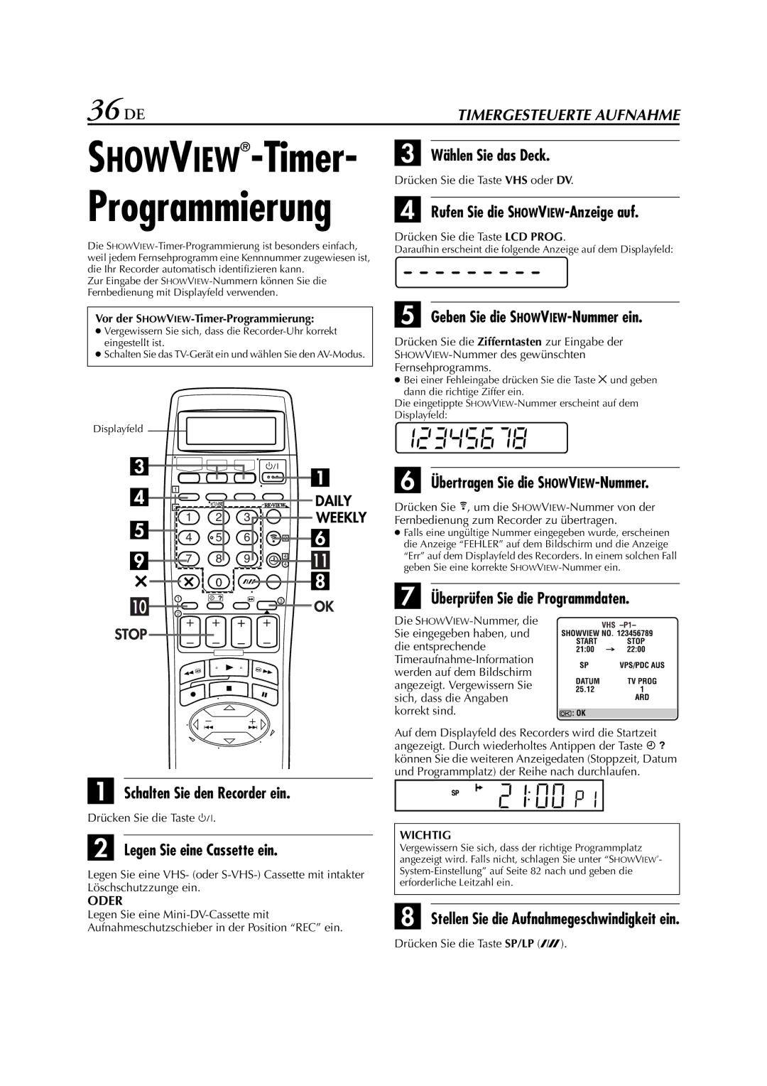 JVC HR-DVS3EU manual 36 DE 