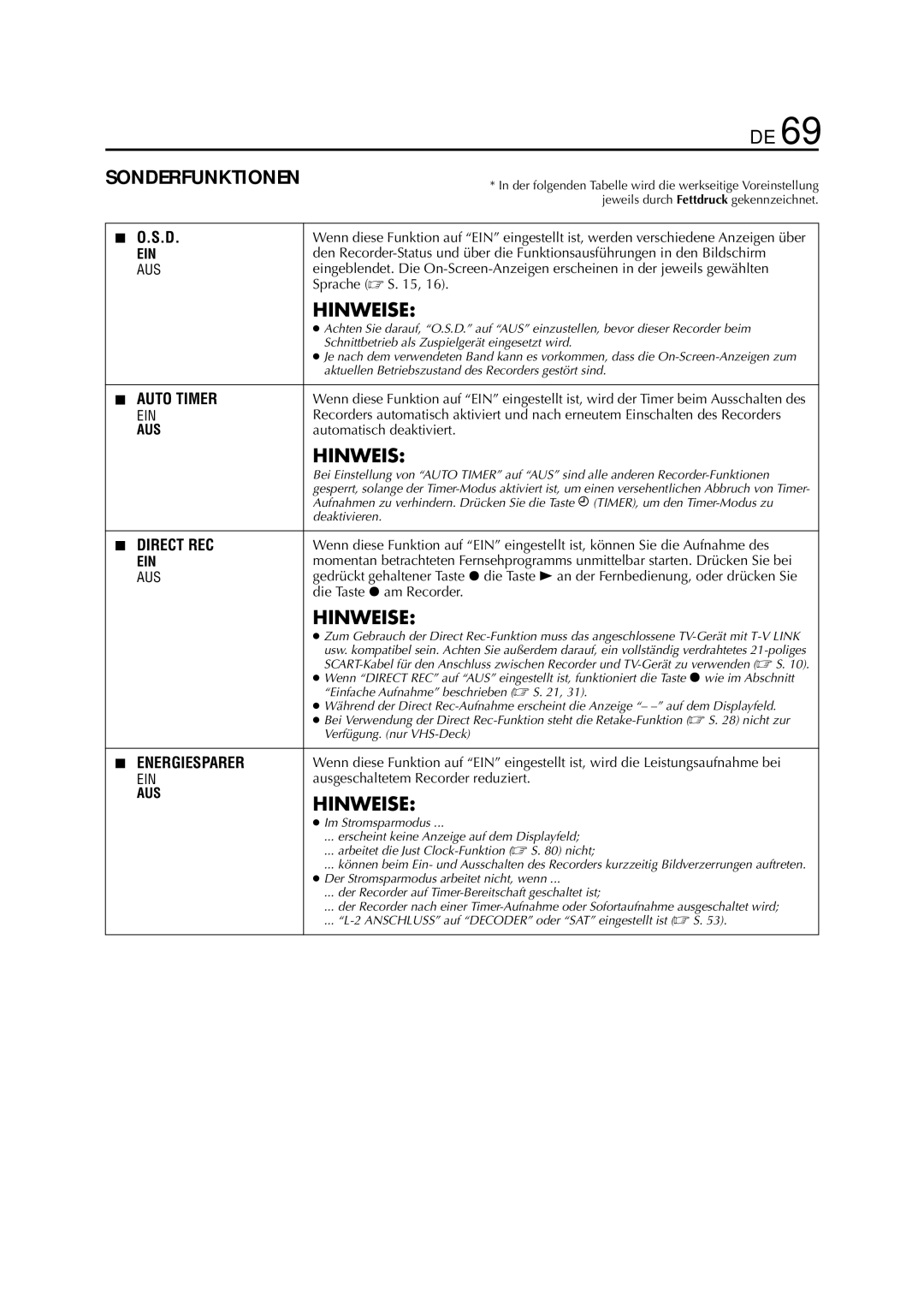 JVC HR-DVS3EU manual Sonderfunktionen, Sprache  S 