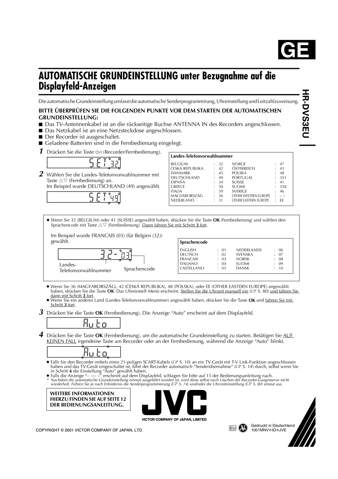 JVC HR-DVS3EU manual España Suisse Greece Suomi 