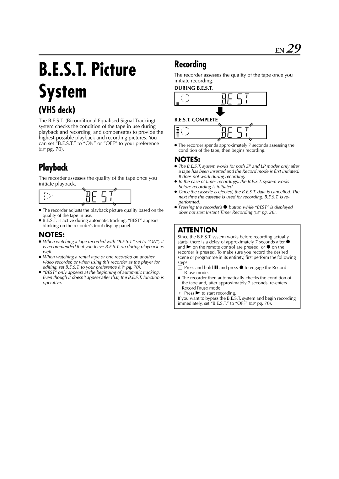 JVC HR-DVS3EU specifications Playback, Recording 