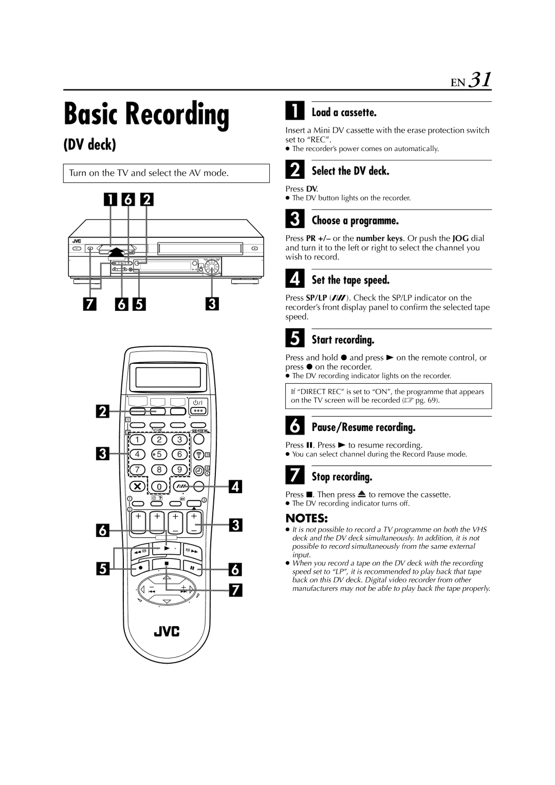 JVC HR-DVS3EU specifications Choose a programme, DV recording indicator turns off 