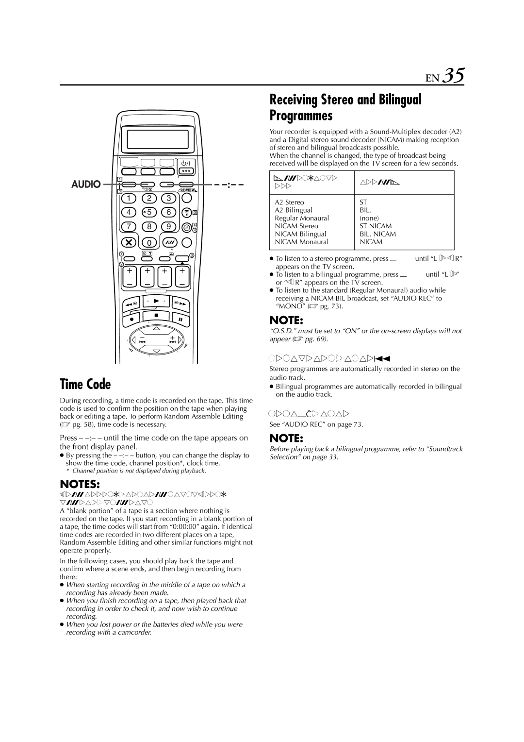 JVC HR-DVS3EU specifications Time Code, See Audio REC on 