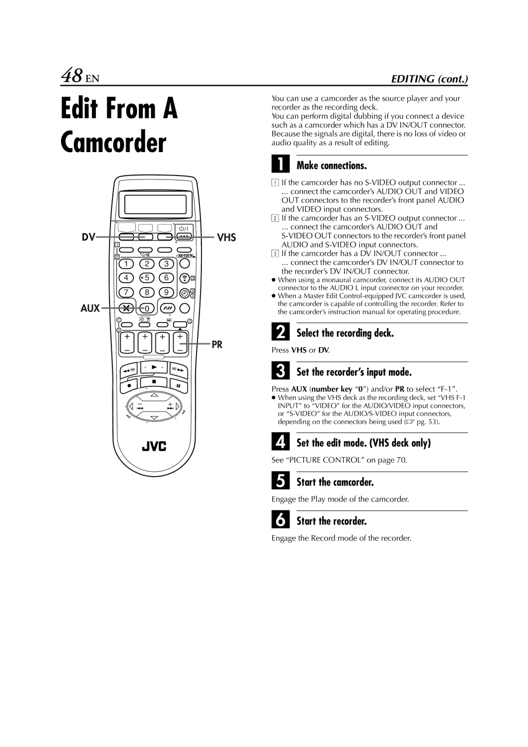 JVC HR-DVS3EU specifications 48 EN 