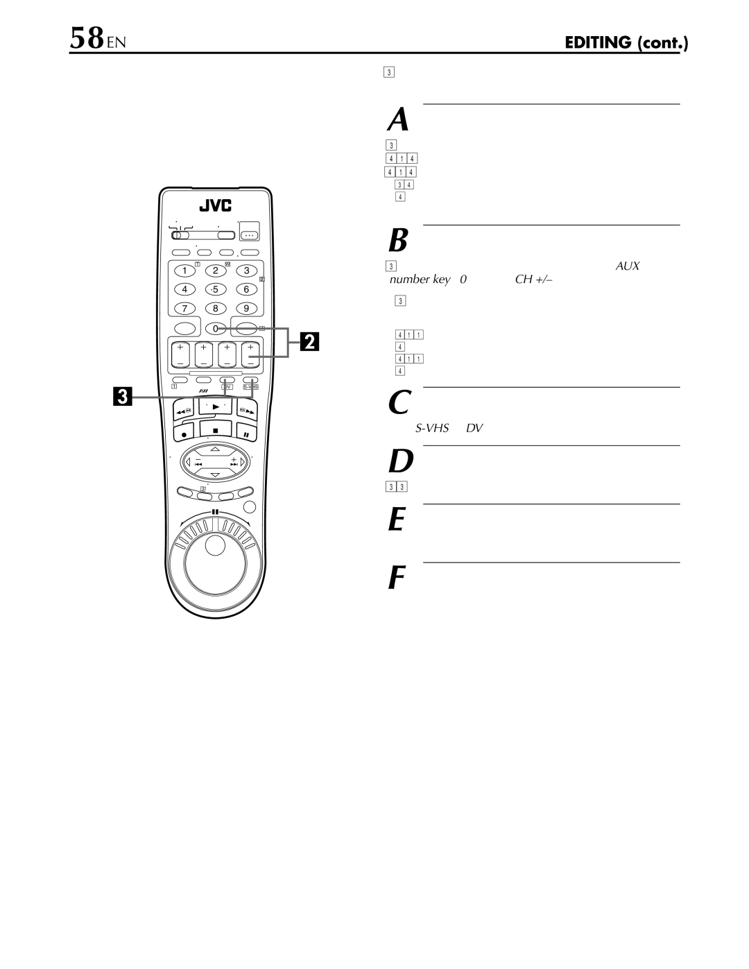 JVC hr-dvs3u manual 58 EN, Set the input mode of recording deck, Start the source player, Start the recording deck 