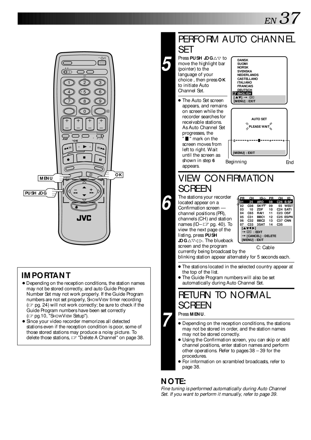 JVC HR-E249E specifications Set 