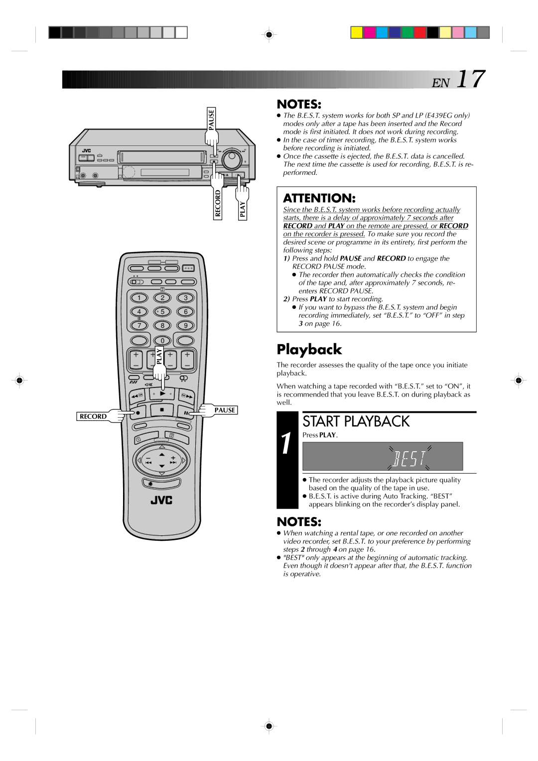 JVC HR-E239EG, HR-E439EG specifications Playback, Record Play Pause 