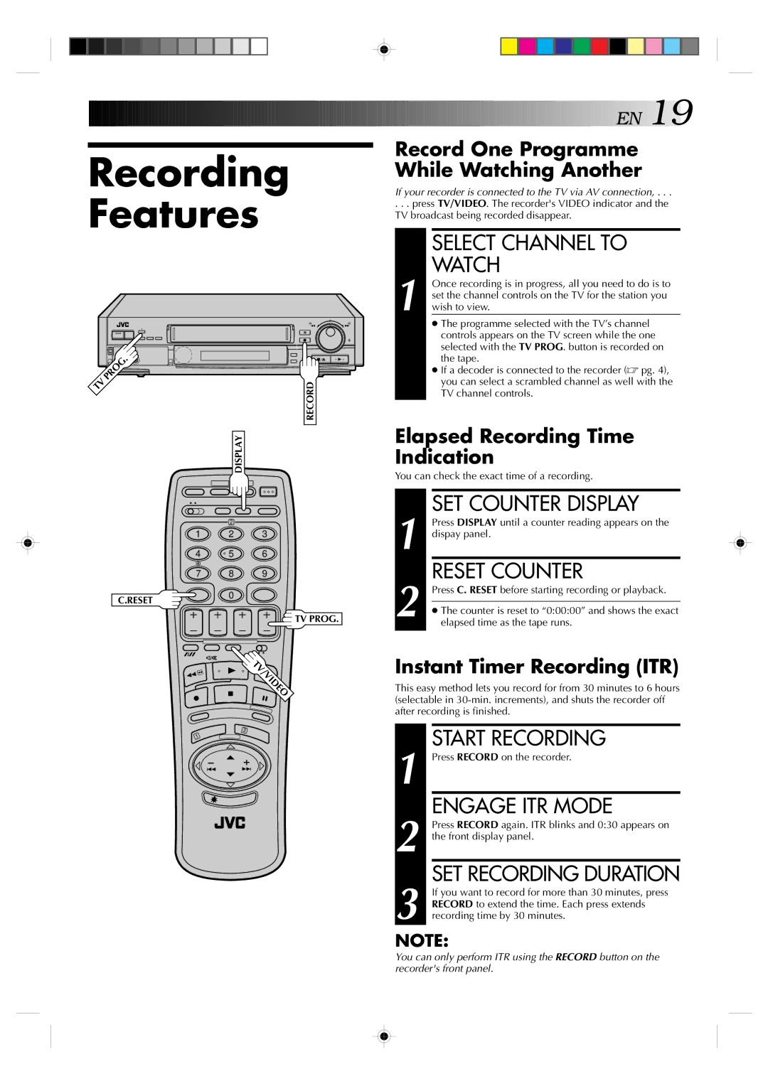 JVC HR-E239EG, HR-E439EG specifications Recording Features 