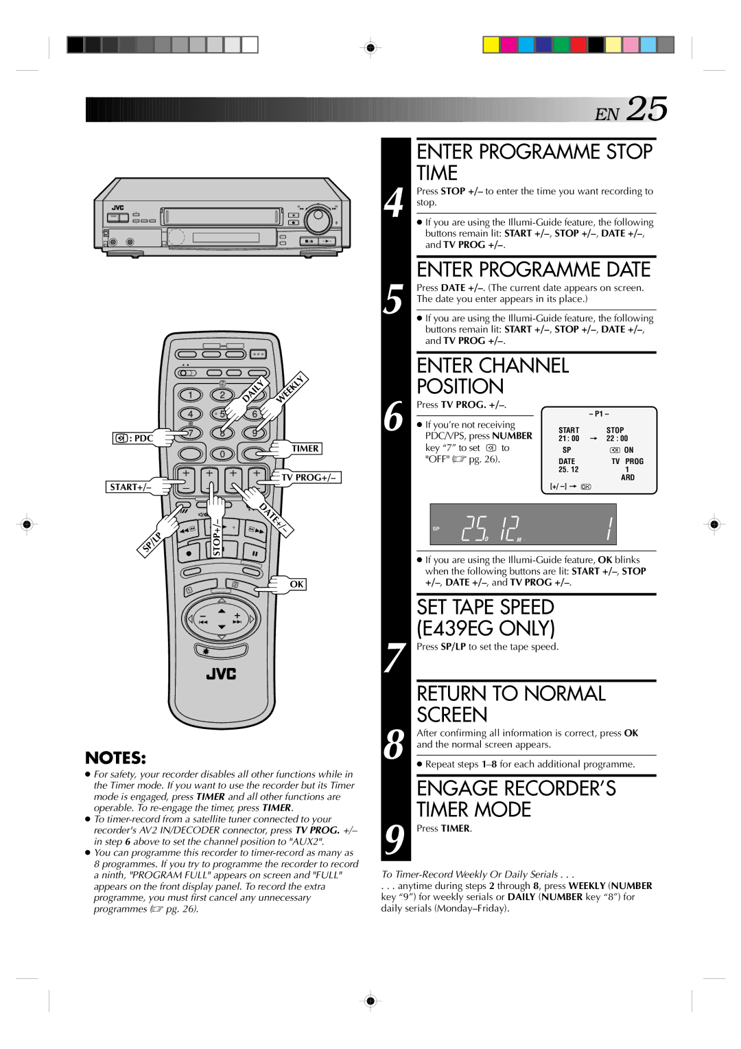 JVC HR-E239EG, HR-E439EG specifications Enter Programme Stop Time, Enter Channel Position, E439EG only 