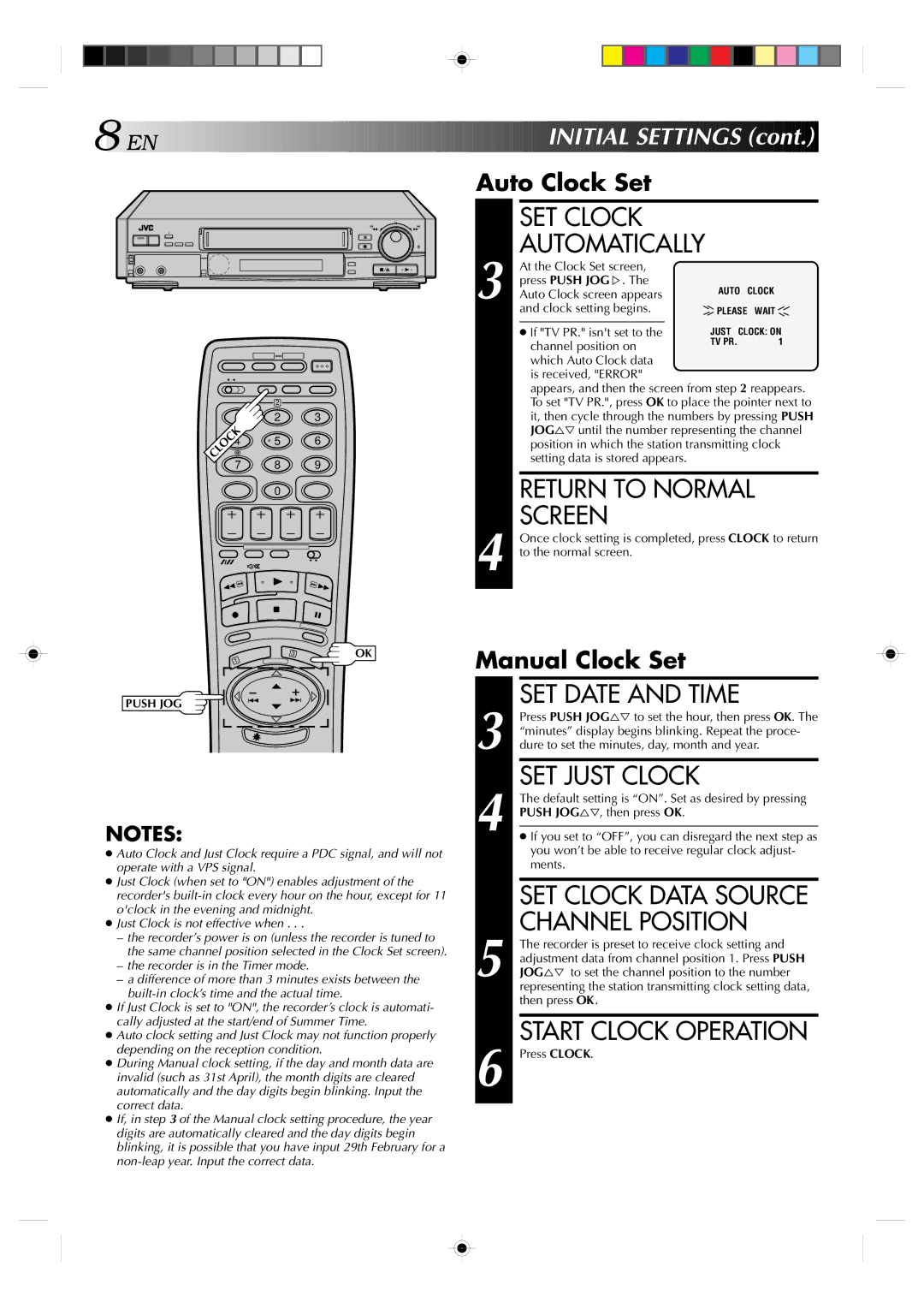 JVC HR-E439EG, HR-E239EG specifications SET Clock, SET Date and Time, SET Just Clock, Channel Position 