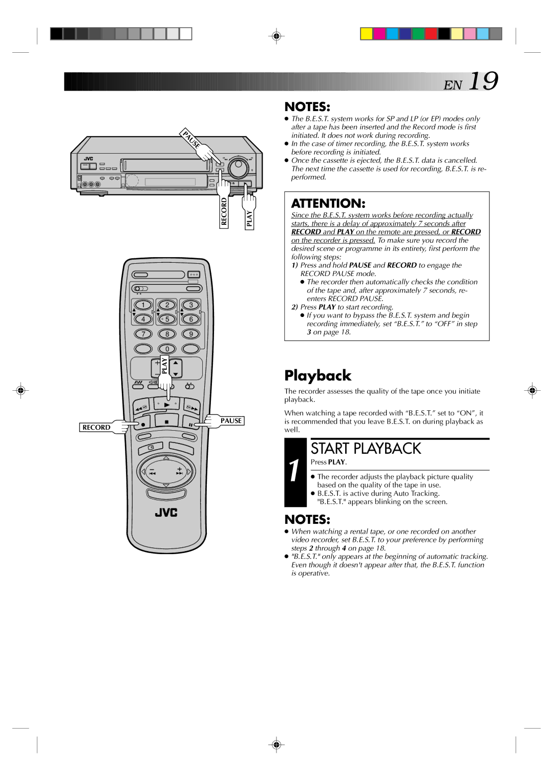 JVC HR-E539EE, HR-E639EE instruction manual Playback, Ause 