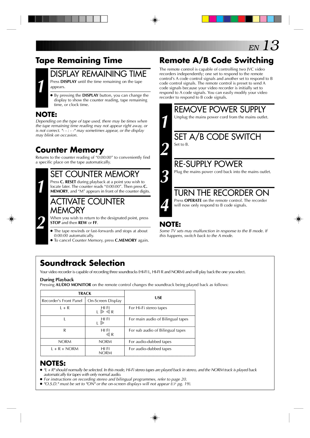 JVC HR-E939EG specifications Activate Counter, Memory, SET A/B Code Switch, RE-SUPPLY Power 