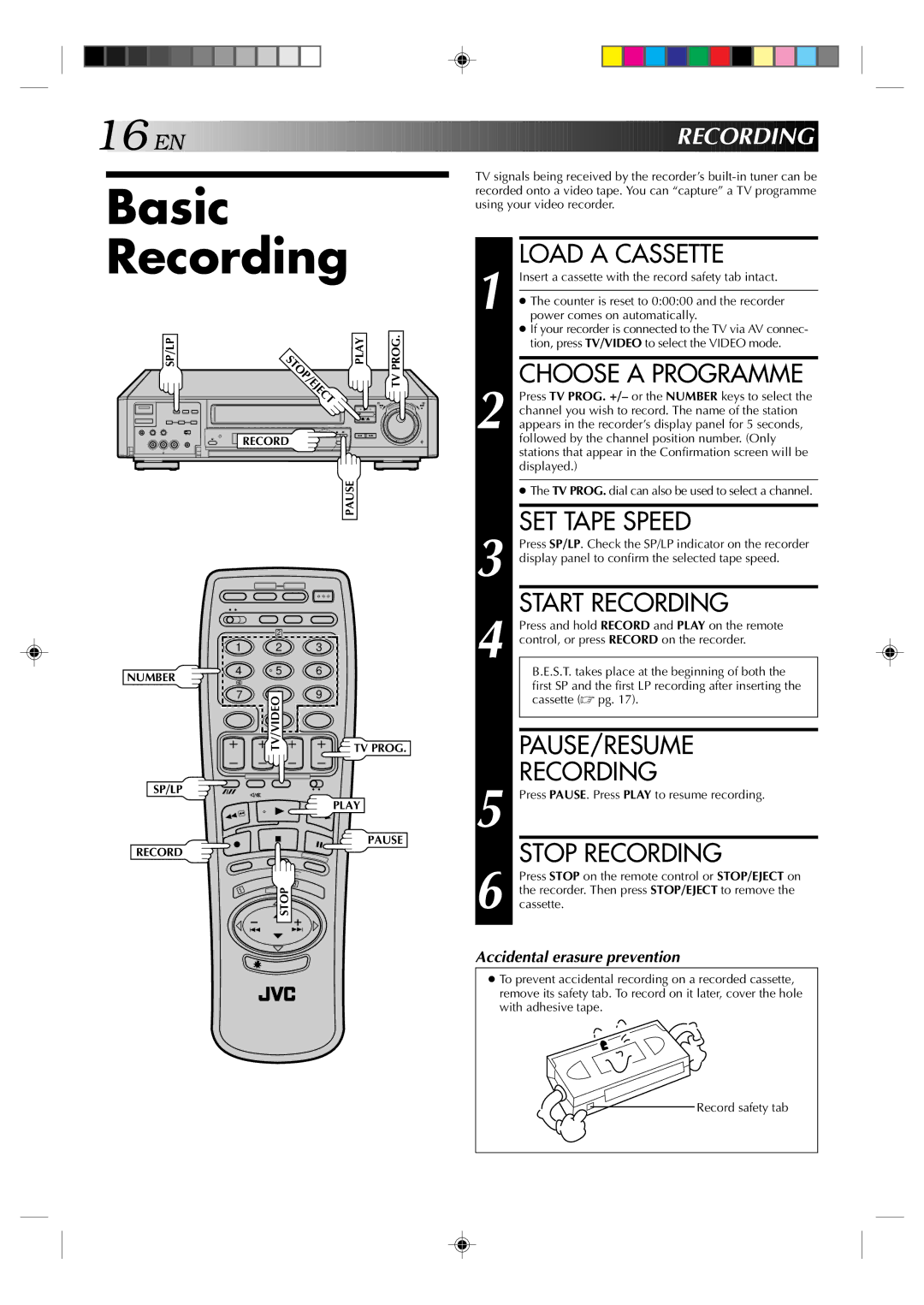 JVC HR-E939EG specifications Recording 