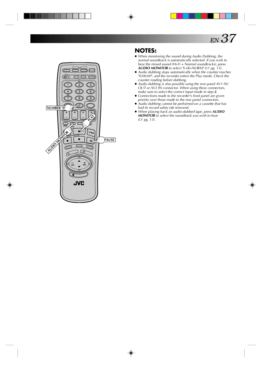 JVC HR-E939EG specifications Pause 