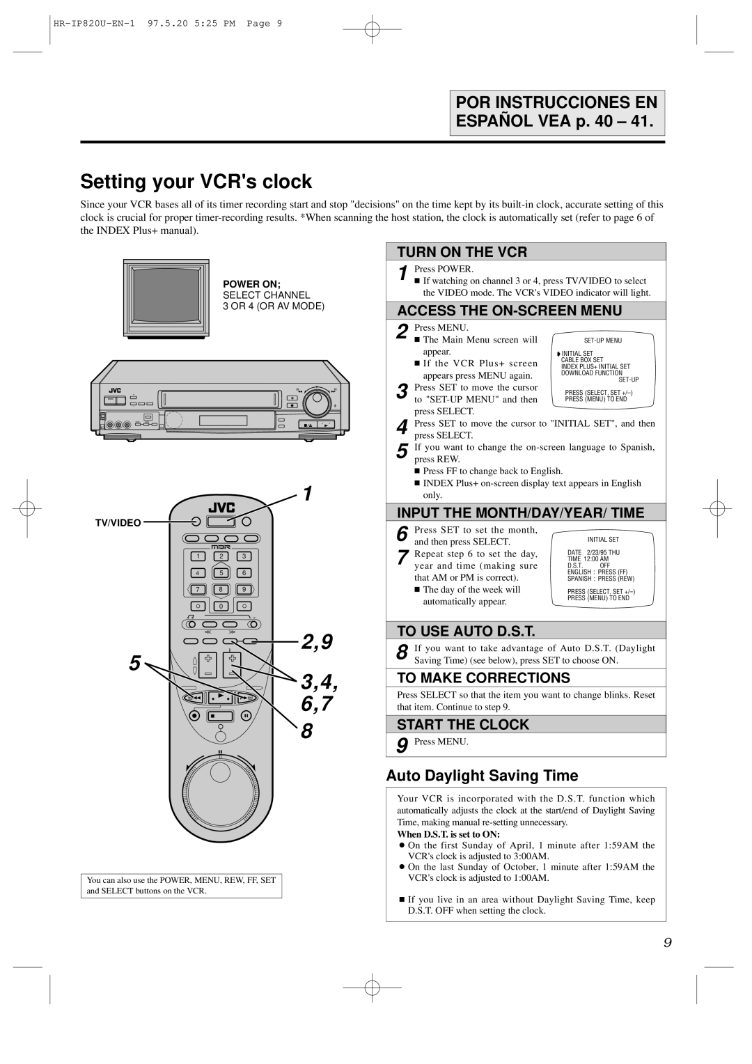 JVC HR-IP820U instruction manual Auto Daylight Saving Time 