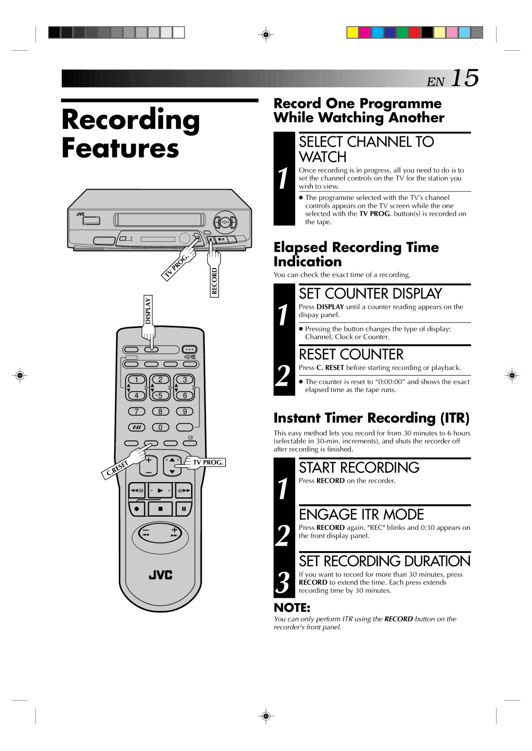 JVC HR-J231MS specifications Recording Features 