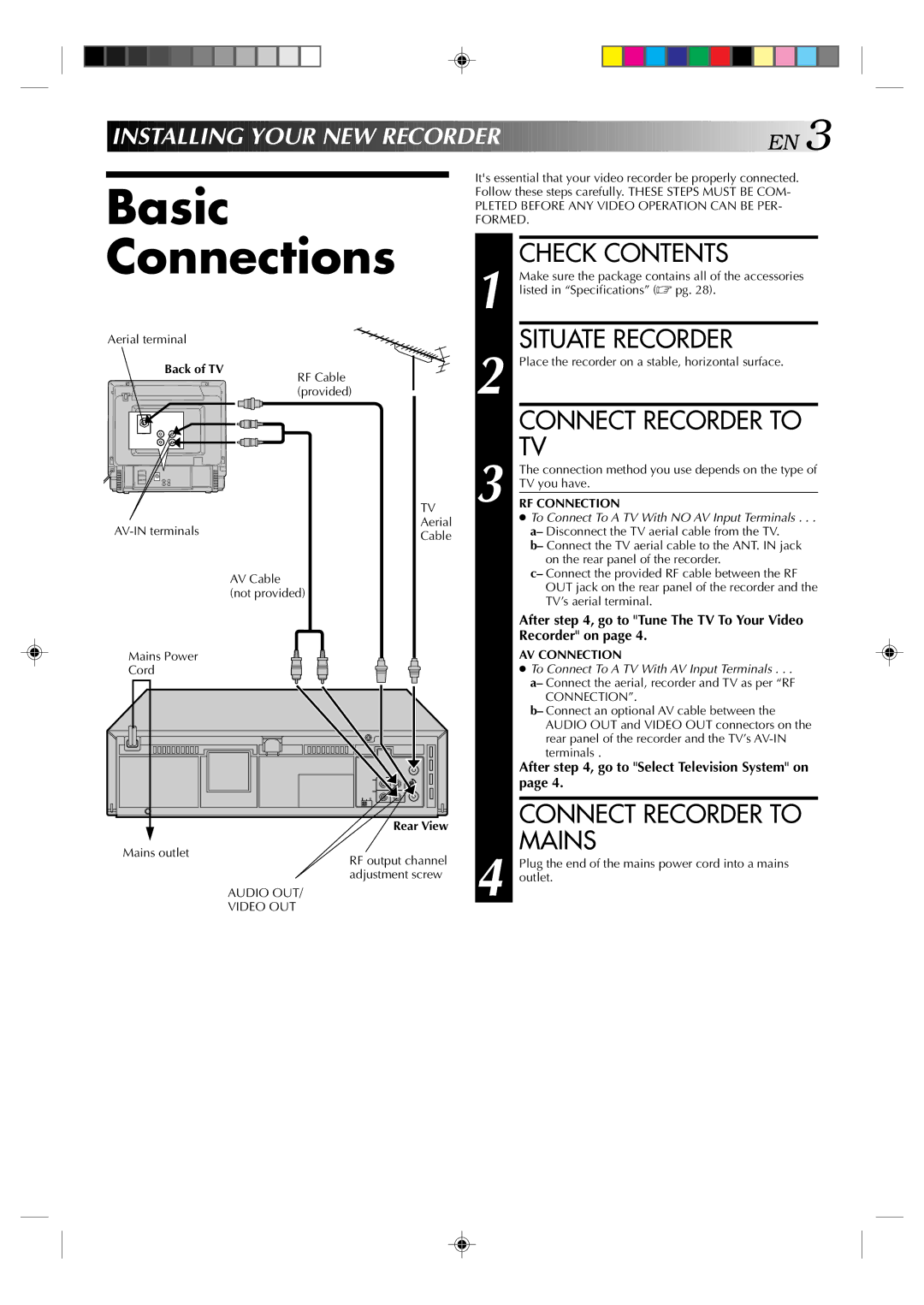 JVC HR-J231MS specifications Basic, Connections 