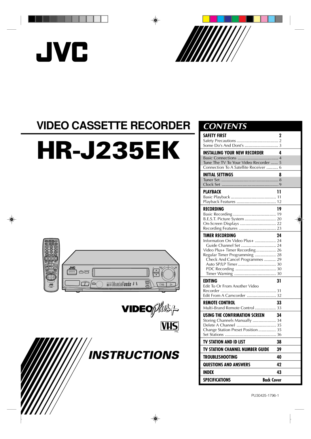 JVC HR-J235EK specifications 