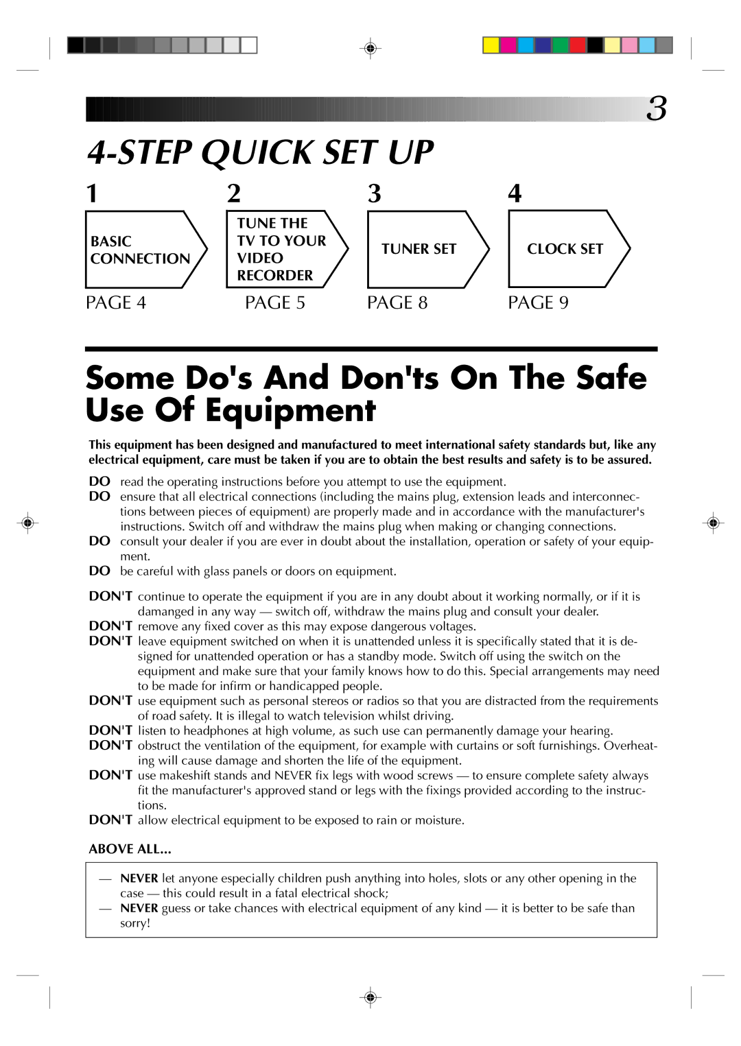 JVC HR-J235EK specifications Step Quick SET UP 