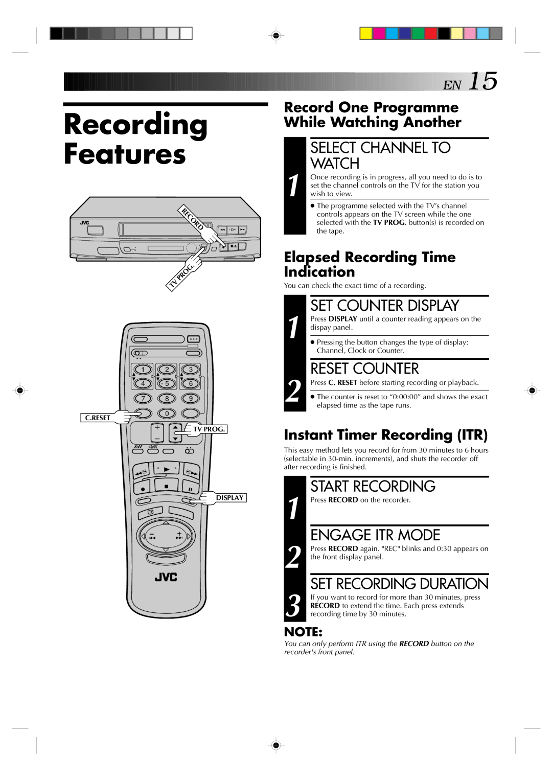 JVC HR-J239EE manual Recording Features 