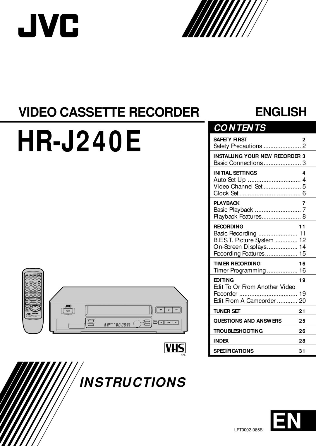 JVC HR-J240E specifications 