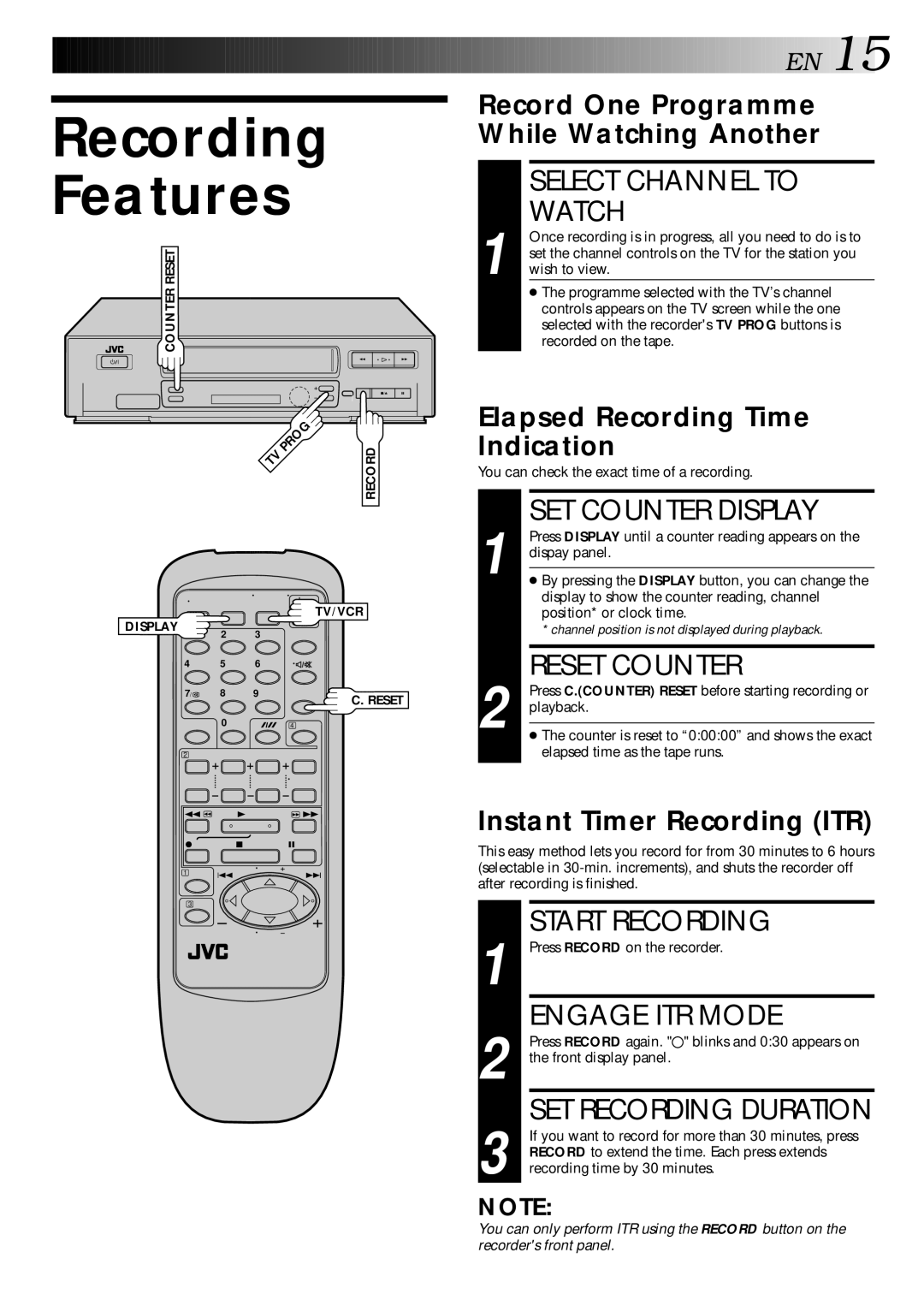 JVC HR-J240E specifications Recording Features 