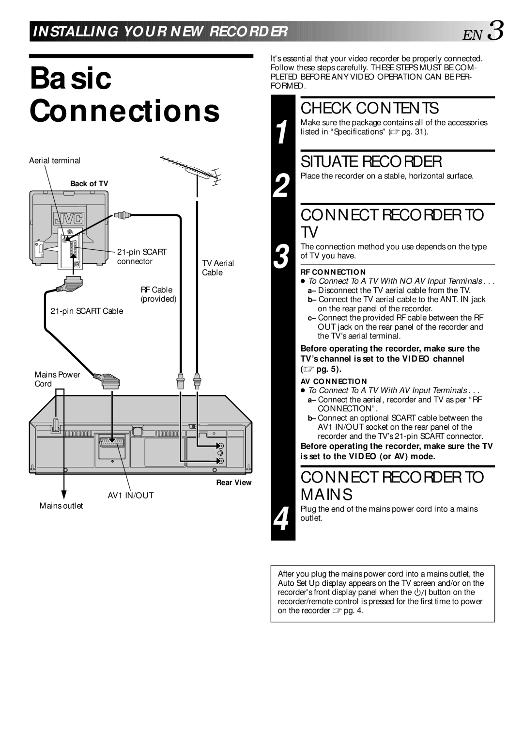 JVC HR-J240E specifications Basic, Connections 