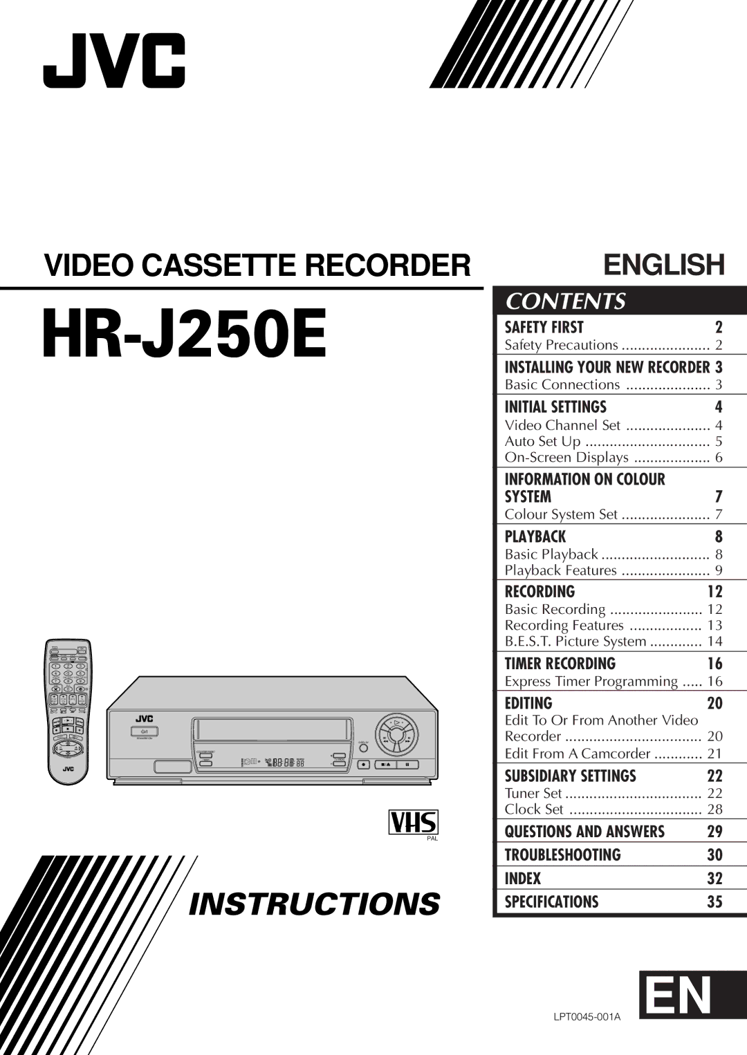 JVC HR-J250E specifications 