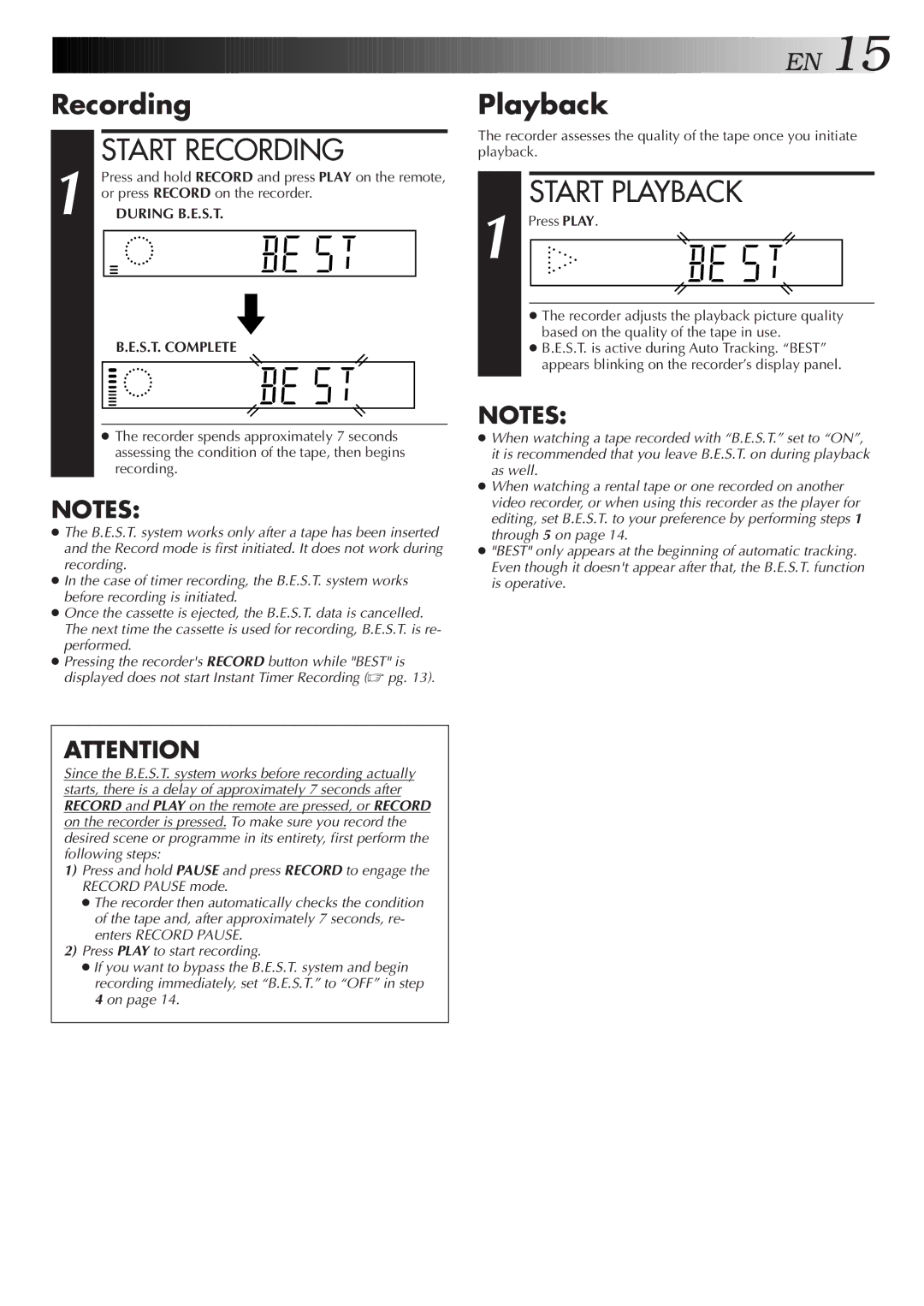 JVC HR-J250E specifications Recording, Playback 