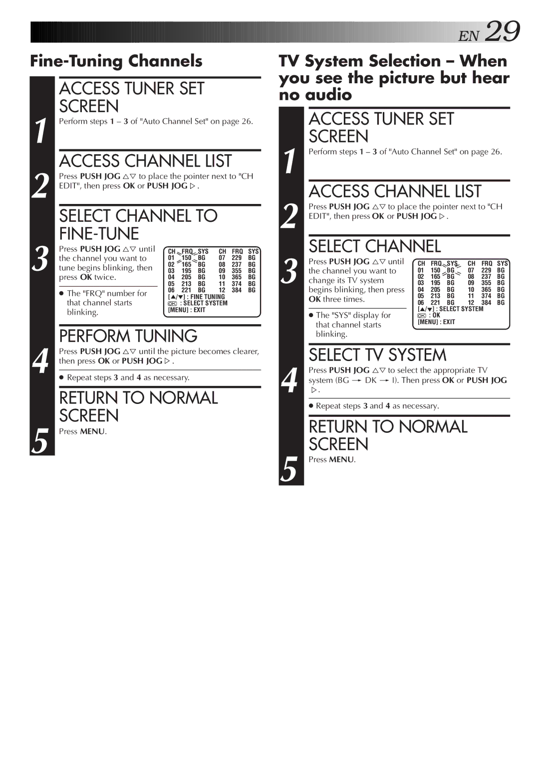 JVC HR-J251MS specifications Fine-Tuning Channels 