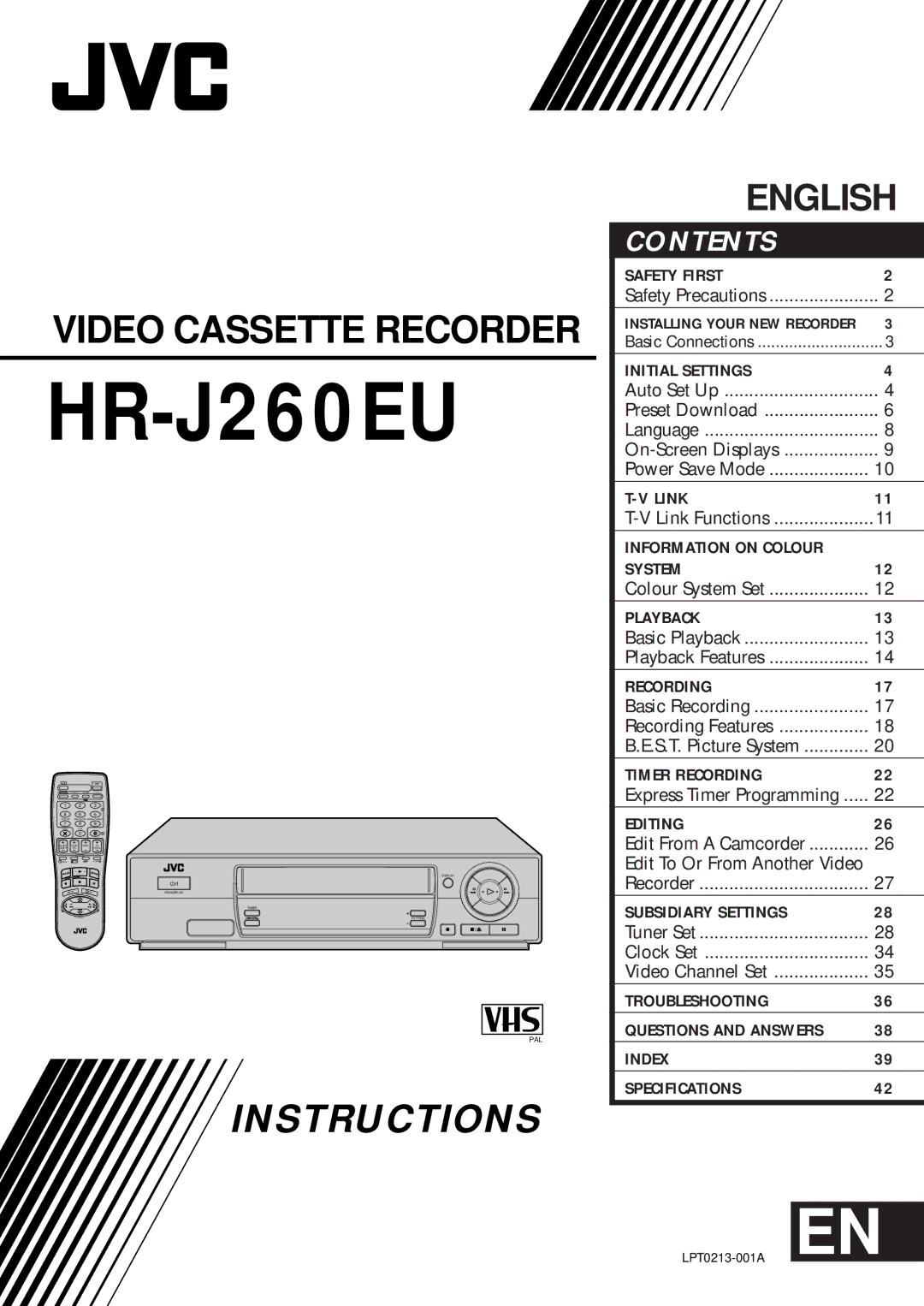 JVC HR-J260EU specifications 