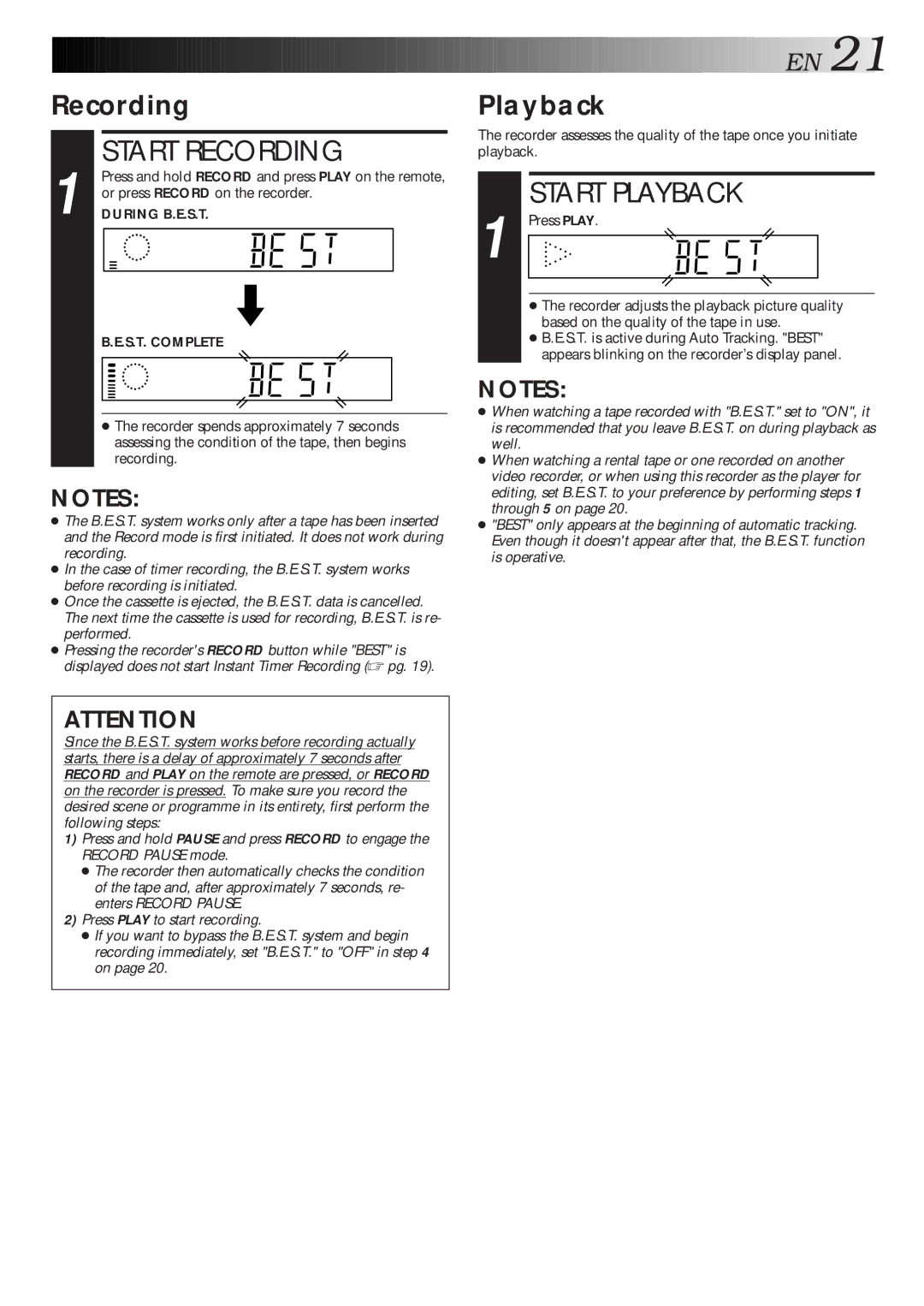 JVC HR-J260EU specifications Recording, Playback, Or press Record on the recorder 