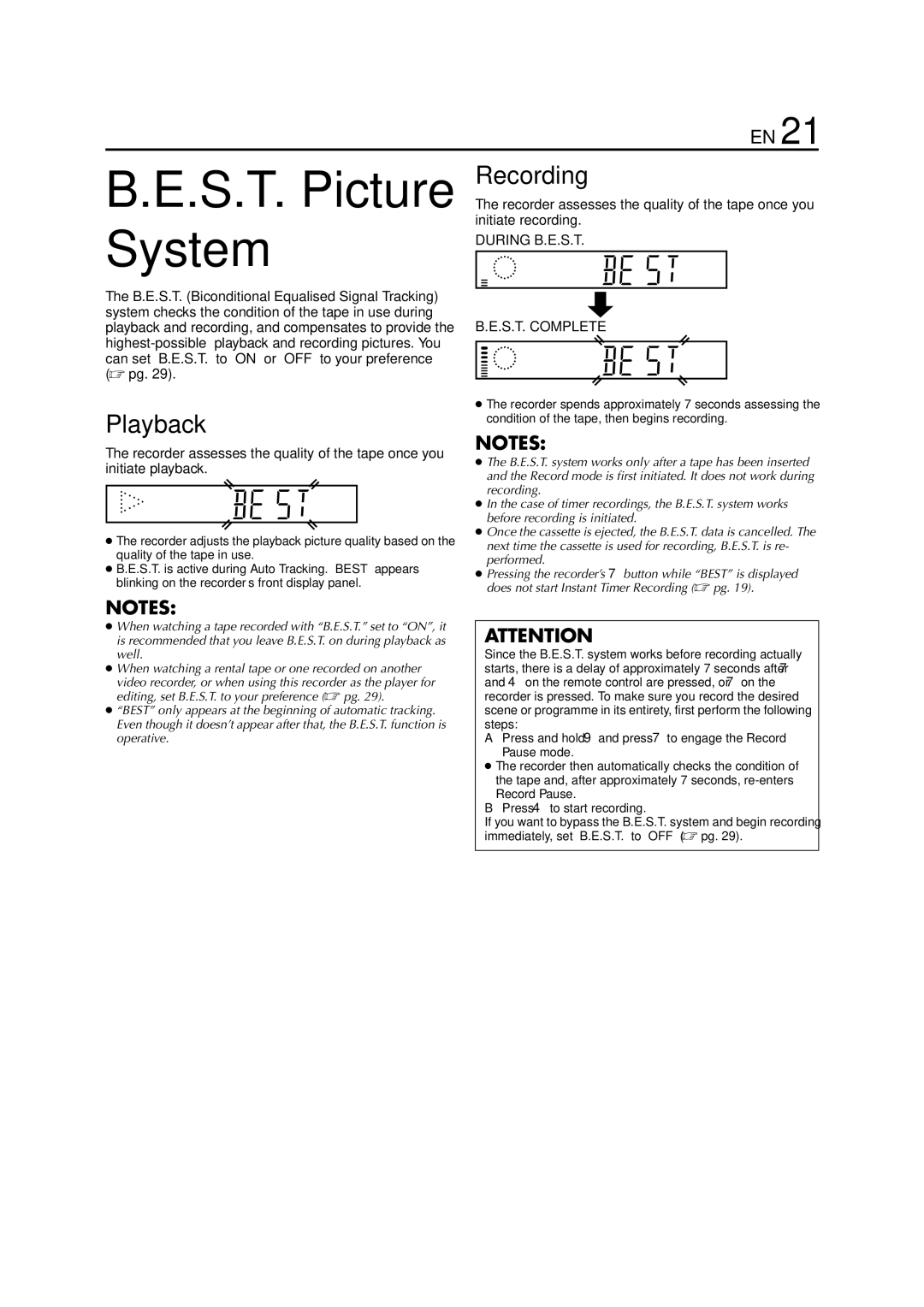 JVC HR-J261EU specifications Playback, Recording 