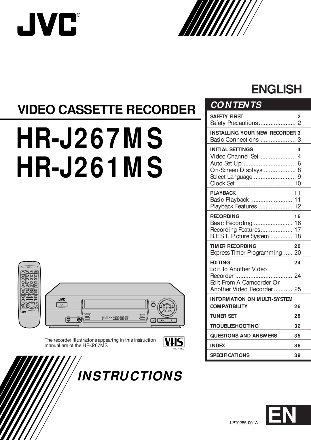 JVC instruction manual HR-J267MS HR-J261MS 