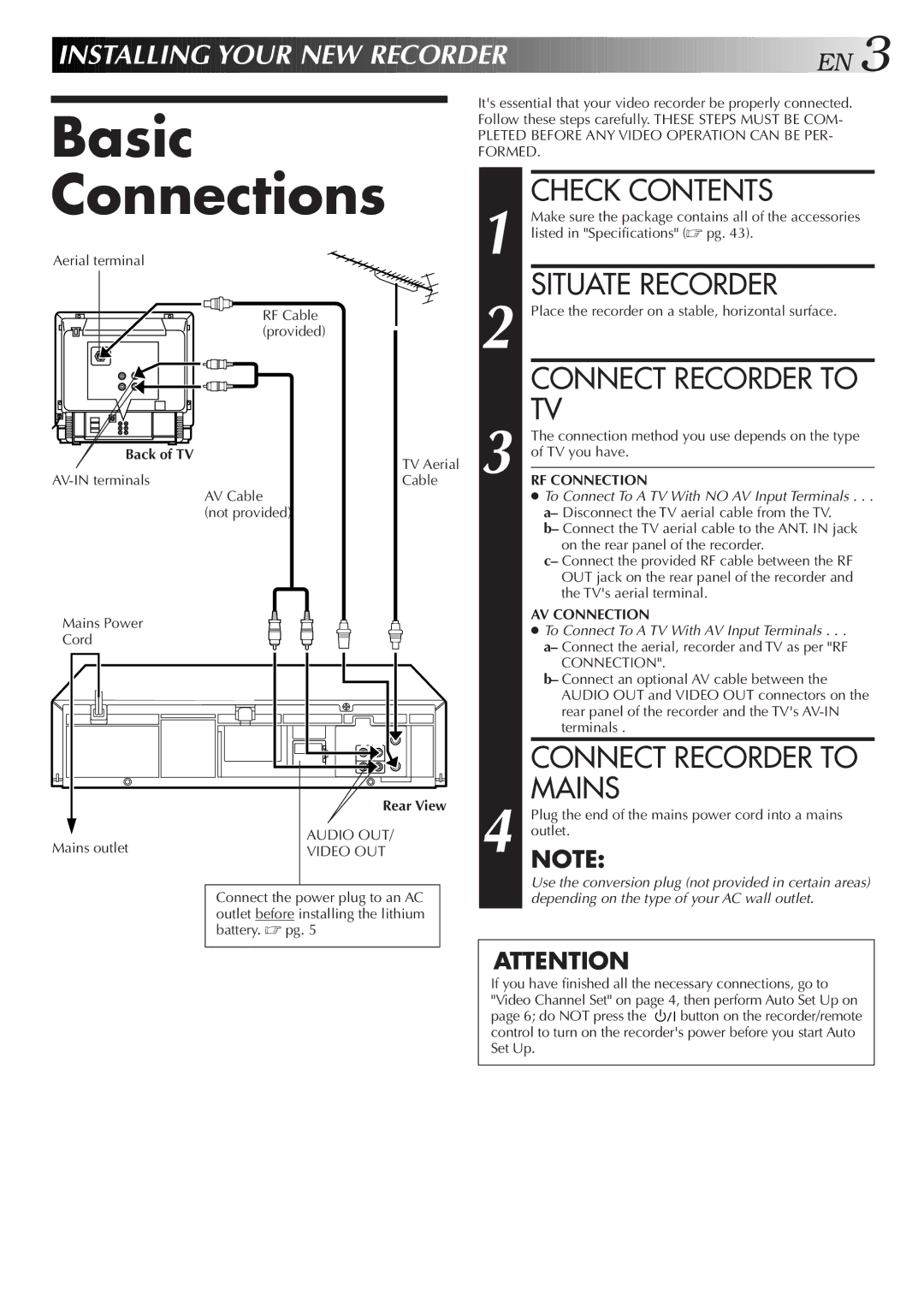 JVC HR-J277MS, HR-J271MS, LPT0421-001B specifications Basic, Connections 