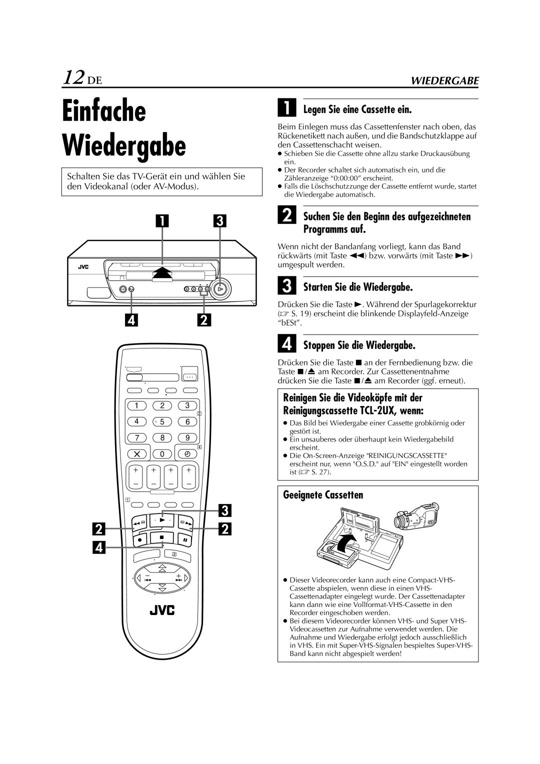 JVC HR-J278EU manual 12 DE 