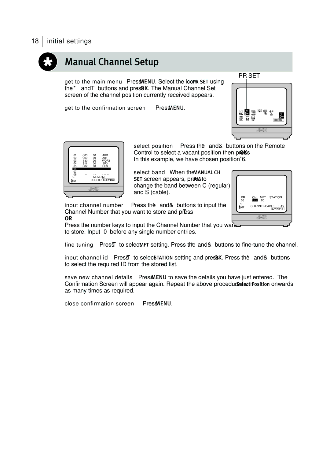 JVC HR-J295EK manual Manual Channel Setup, Pr Set 