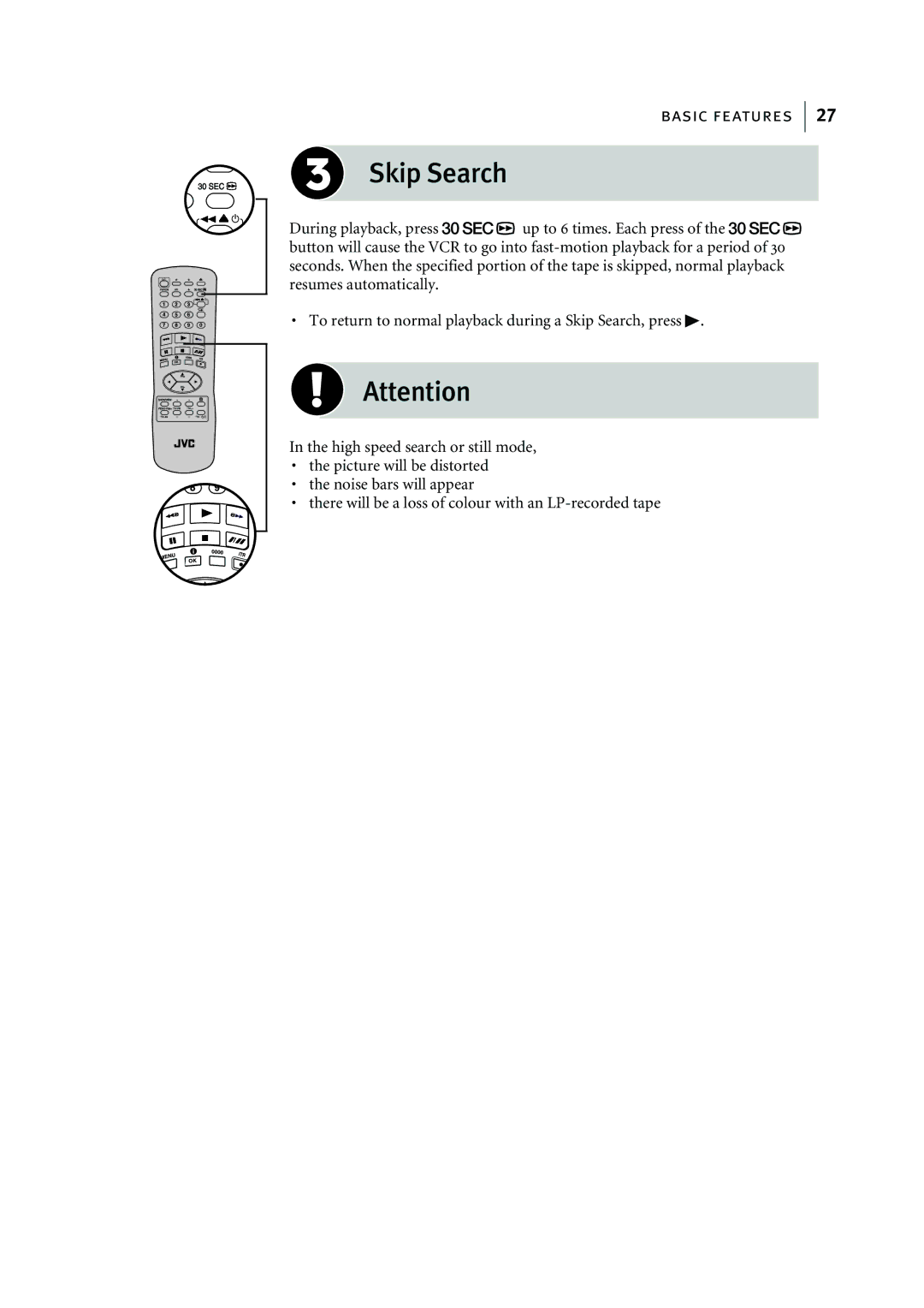 JVC HR-J295EK manual Skip Search 