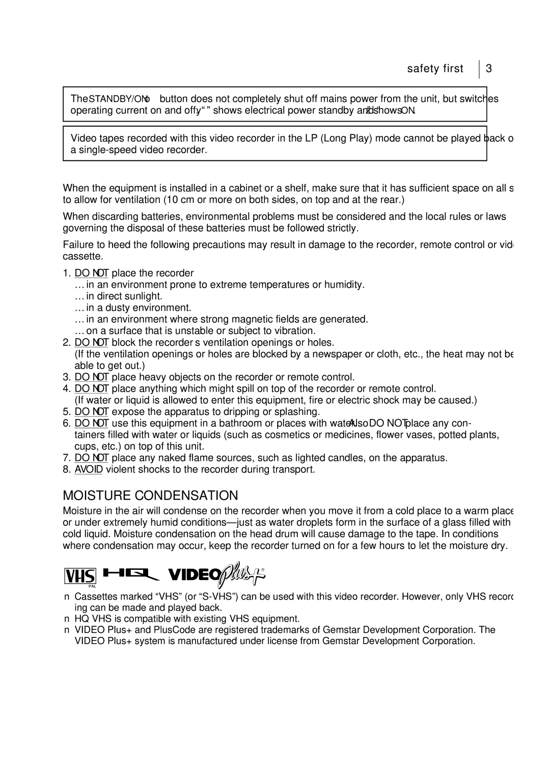 JVC HR-J295EK manual Moisture Condensation 