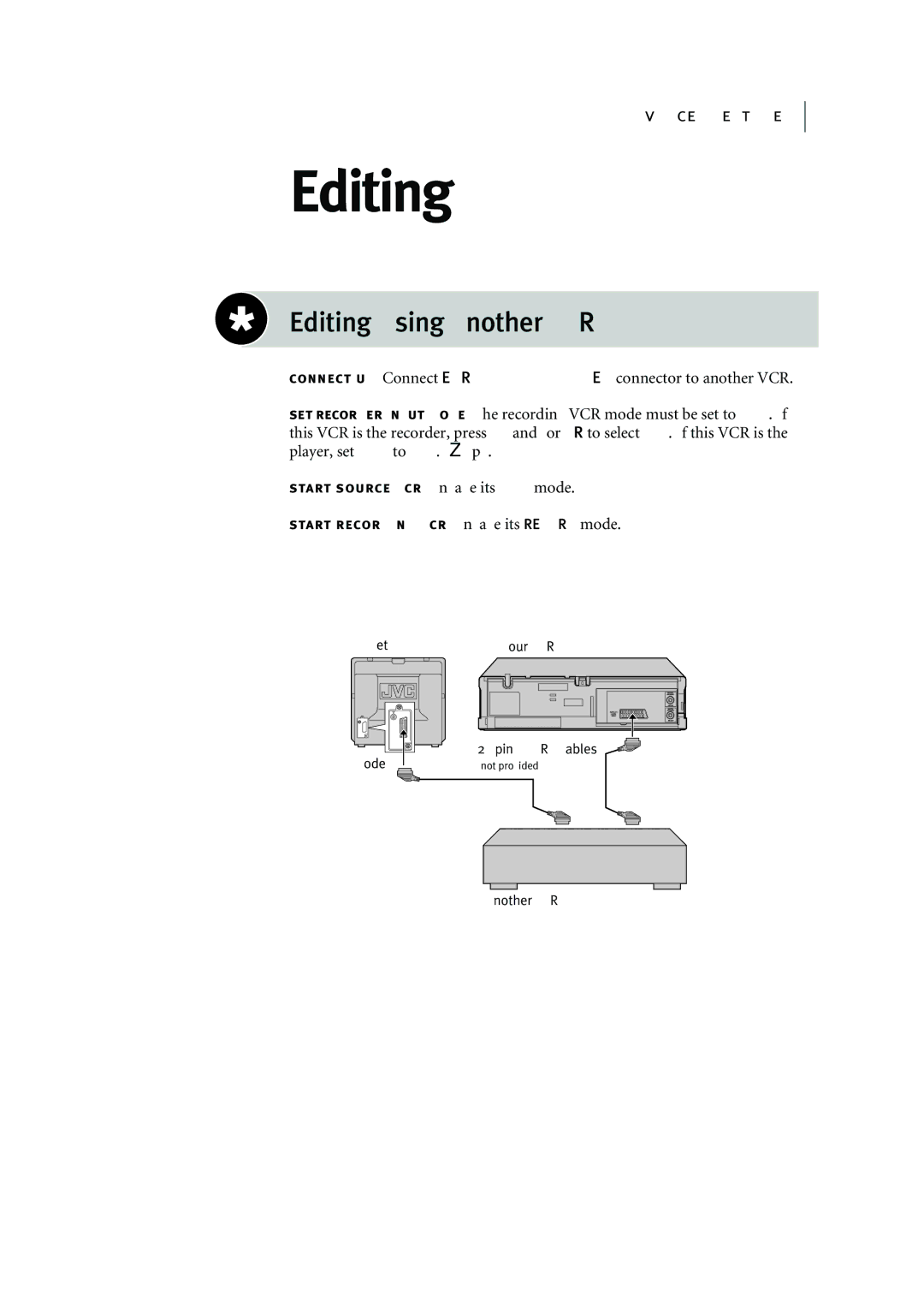 JVC HR-J295EK manual Editing Using Another VCR 