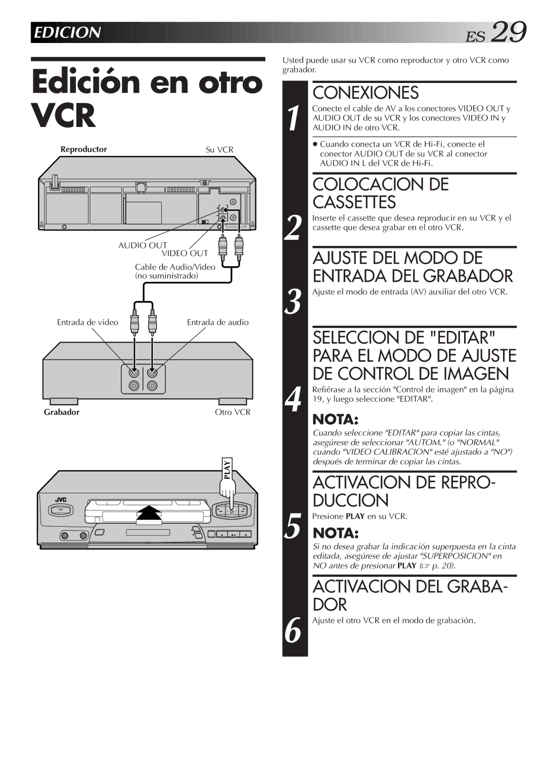 JVC HR-J3006UM manual Edición en otro 