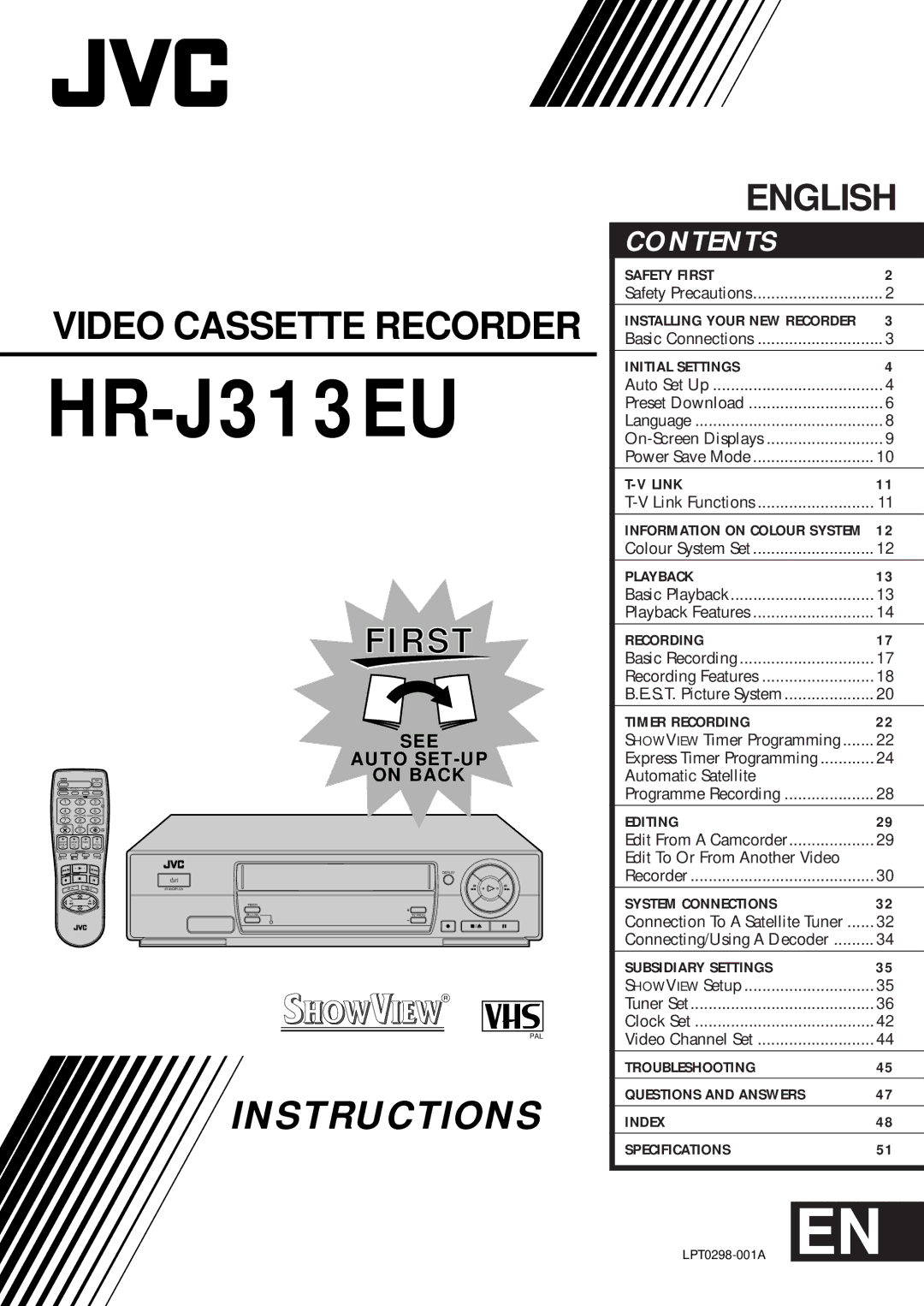 JVC HR-J313EU specifications 