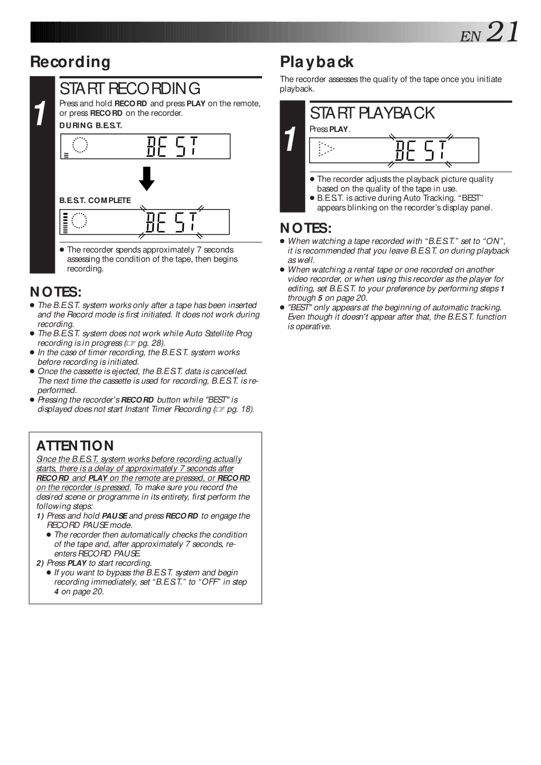 JVC HR-J313EU specifications Recording, Playback, Or press Record on the recorder 