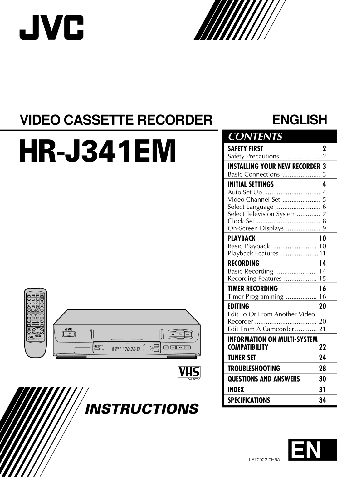 JVC HR-J341EM specifications 