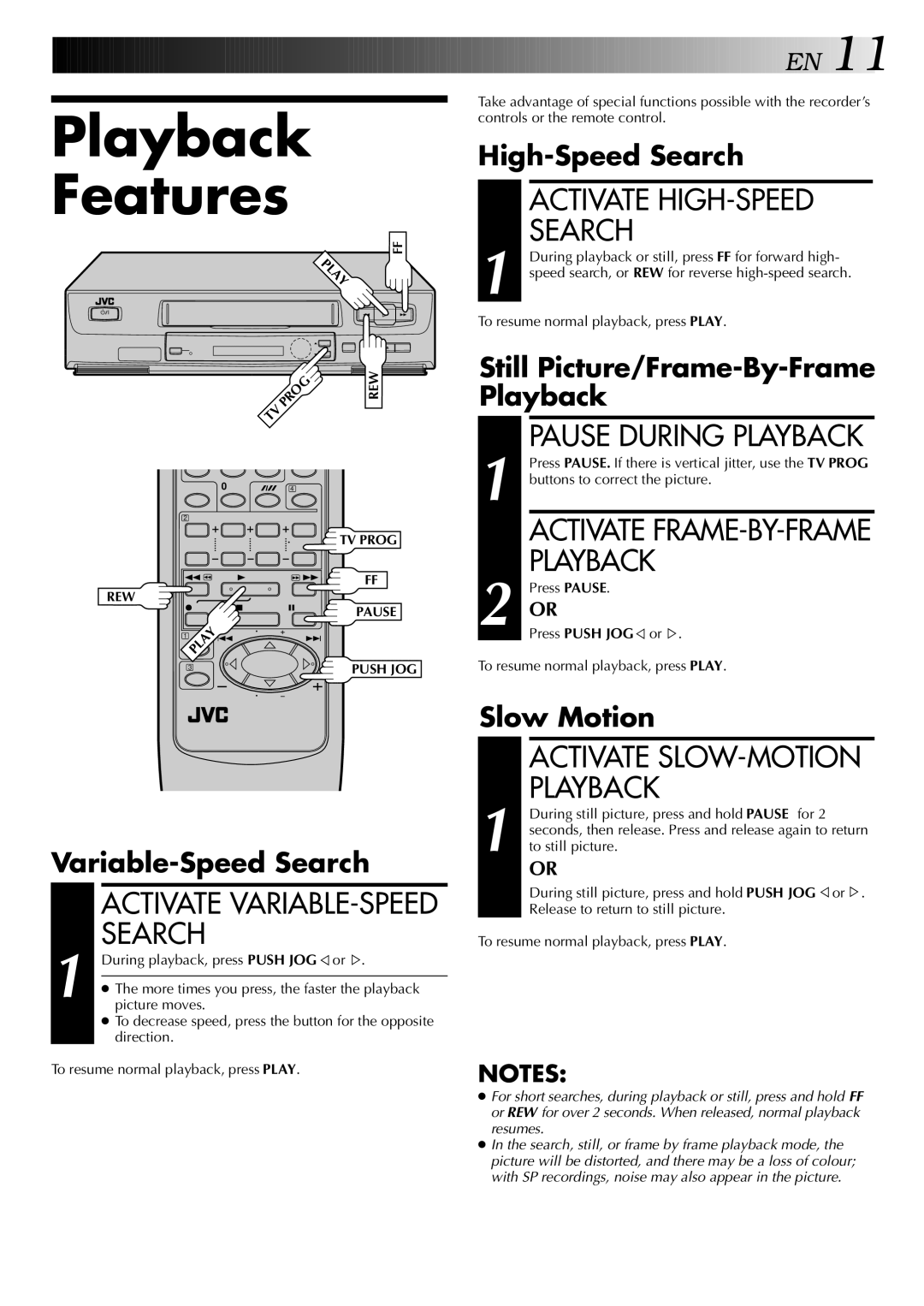 JVC HR-J341EM specifications Playback Features, Activate HIGH-SPEED Search 