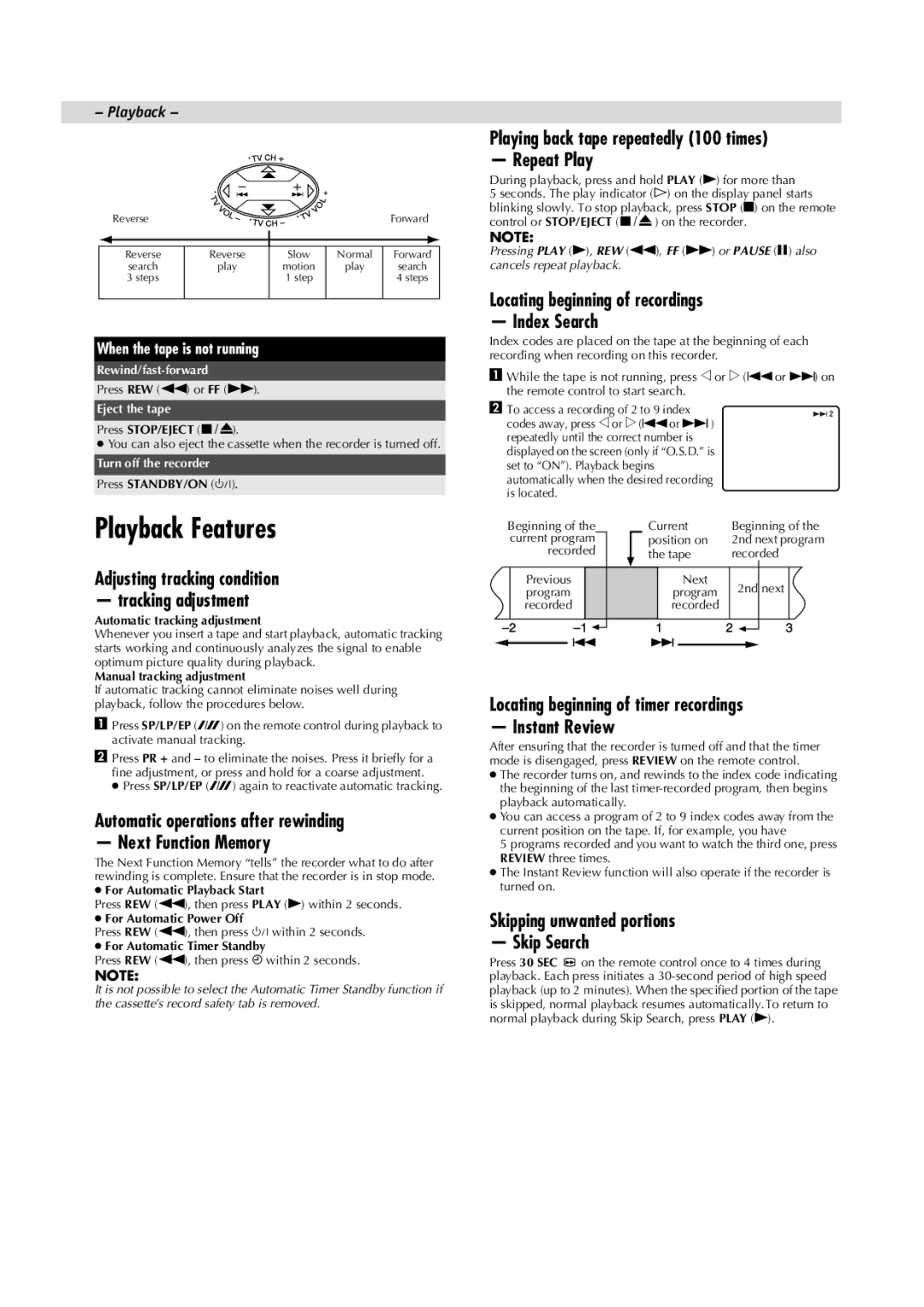 JVC HR-J391EM, LPT0685-001A manual Playback Features 