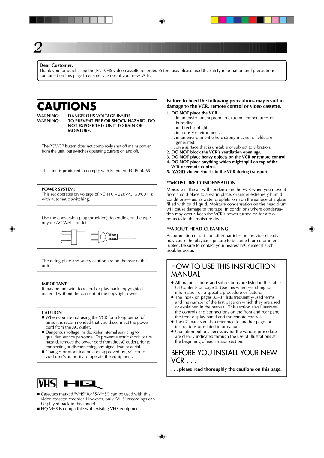 JVC HR-J4003UM manual This unit is produced to comply with Standard IEC Publ, Do not place the VCR 